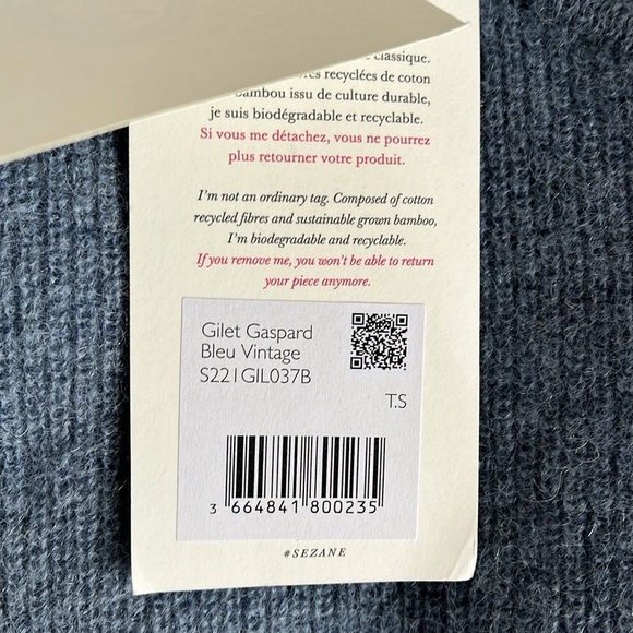 NWOT Sezane Gaspard Vintage Blue Cardigan Sweater SMALL - Picture 15 of 15